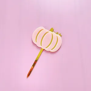 Pink pumpkin acrylic cake topper gold stick cute party dessert decoration dessert table supplies