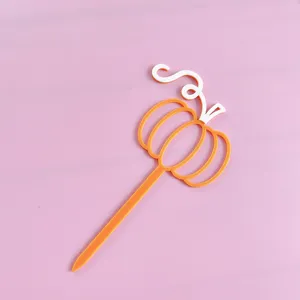 Halloween pumpkin cake topper orange white acrylic dessert decoration party baking supplies