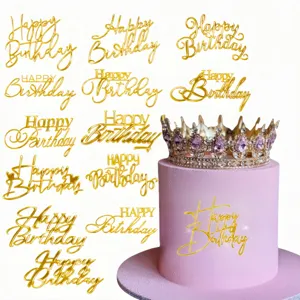 Ins Stijl Happy Birthday Acryl Taarttopper Zijdecoratie Goud Roségoud Engelse Letters Verjaardagsfeest Benodigdheden