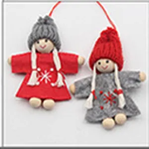 Cute Christmas doll hanging ornaments with knitted hat fabric for holiday tree decoration