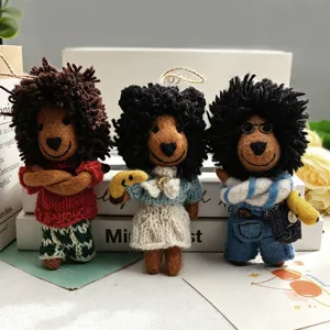 Handmade wool felt lion doll pendant cute keychain plush bag hanging ornament animal toy gift