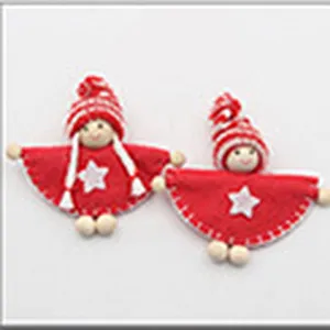 Christmas decorative doll ornaments featuring cute red and white knit design for holiday decor.