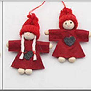 Christmas fabric doll hanging ornaments red cute holiday home tree decorations
