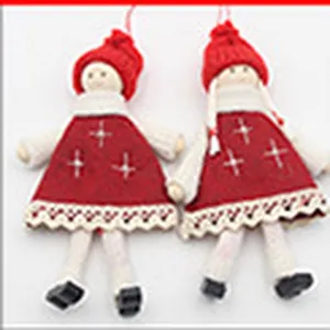 Cute Christmas doll hanging ornaments made of soft knitted fabric, perfect holiday decor.