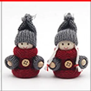 Christmas knitted doll ornaments cute plush old man figurine for holiday party decor