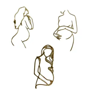 Set cake topper donna incinta line art dorata, decorazione minimalista festa della mamma.