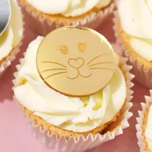 Topper de cupcake lapin de Pâques décoration de gâteau gravée au laser acrylique dorée
