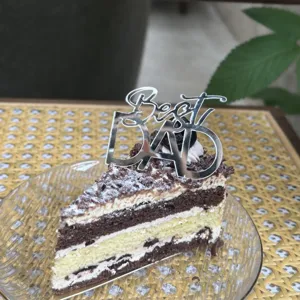 Father's Day cake topper silver Best DAD dessert decoration party baking insert ornament