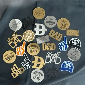 Father's Day cake topper set acrylic gold silver black blue cupcake inserts decor