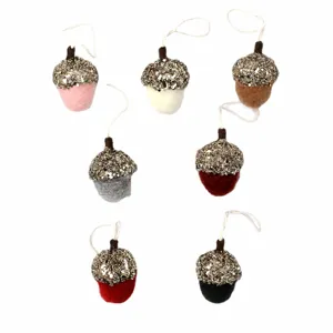 Addobbi sospesi per albero di Natale in feltro di lana, cappello glitterato 7pz