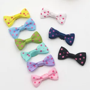 Mini polka dot bow hair clips 3cm cute ribbon hair accessories for kids and pets colorful set