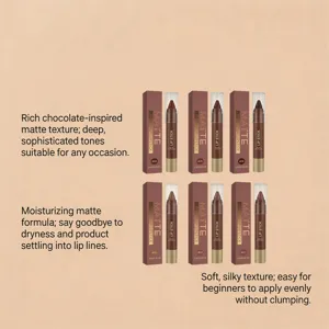 Ensemble de rouge à lèvres mat chocolat, longue durée lisse maquillage des lèvres, 6 teintes.