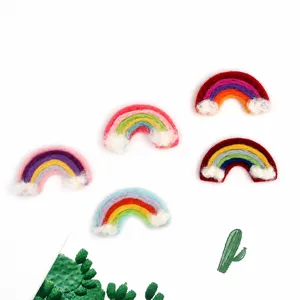 Handgemaakte Wollen Vilt Regenboog Broche Schattige DIY Haaraccessoires Meerkleurige Vilt Ambacht Applicatie voor Kinderen Kleding Decoratie