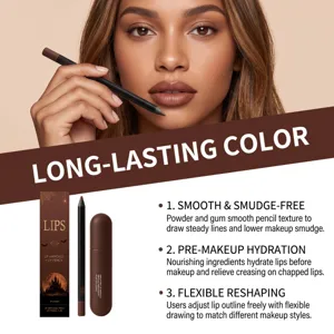 Détail du crayon à lèvres hydratant et lisse avec ampoule en magnifique couleur chocolat.