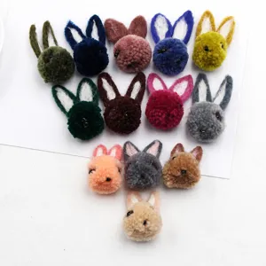 Wool felt rabbit head charms pom pom bunny DIY accessories for phone case hair band