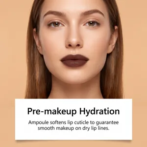 Détail de brillant à lèvres et crayon chocolat, formule hydratante douce et lisse.