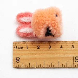 Wool felt rabbit head DIY craft accessory, cute pom-pom bunny charms for phone case and brooch.