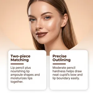 Set gloss et crayon à lèvres chocolat hydratant pour un maquillage des lèvres soyeux et durable.