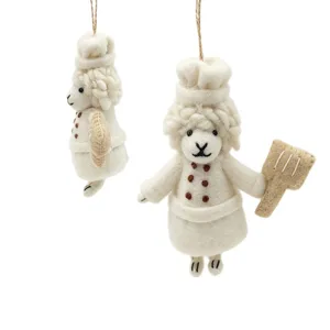 Handmade wool felt chef sheep hanging ornament cute creative holiday gift pendant decor item