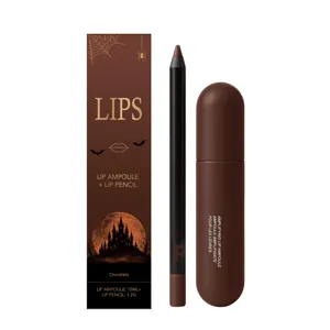 Kit gloss à lèvres et crayon contour en chocolat pour des lèvres douces et longue tenue.