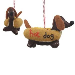 Handgemaakte vilt teckel hotdog hangend ornament schattige cartoon tas hanger auto decor