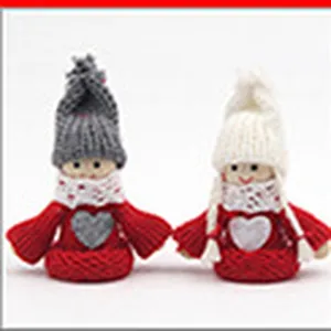 Cute Christmas knitted doll ornaments with hats and heart sweaters for holiday decor