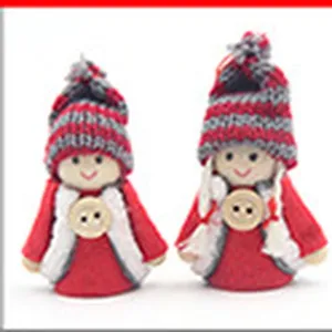 Christmas decorative knit doll ornaments set cute red grey holiday desktop toy gifts