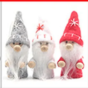 Christmas gnome plush doll set, cute holiday desktop decoration with long beard and hat.