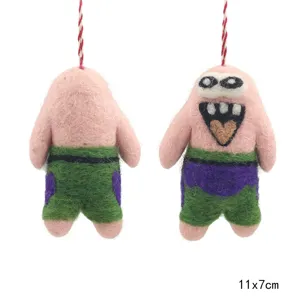 Cute cartoon wool felt hanging pendant, funny character plush toy keychain for bag decoration.