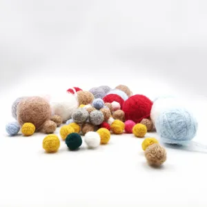 Close-up detail shot of colorful mohair winding balls for DIY craft and gift decoration.