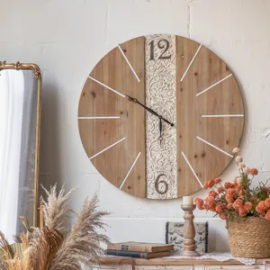 Amerikanische Retro Kreative Wanduhr Große Runde Massive Holz Wanduhr Vintage Dekorative Uhr Für Wohnzimmer Zuhause