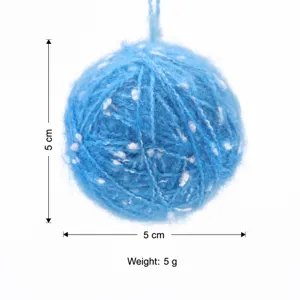 Blue handmade yarn decorative ball 5cm Christmas tree hanging pendant ornament crafts.
