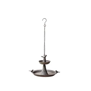 Vintage hanging bird feeder outdoor metal bird bath garden patio yard hanging decor.