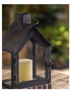 Gothic house candle lantern iron glass pillar candle vintage rustic home decor piece.