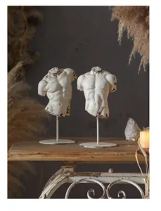 European artistic male torso sculpture ornament, creative resin desktop home decor figurine.