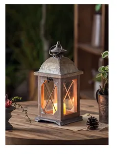 Vintage wooden candle lantern rustic table decor for wedding party home lighting display piece