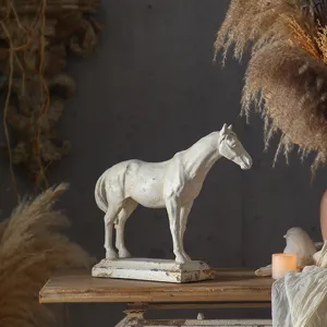 Wabi-sabi style resin horse sculpture vintage desktop ornament home decor entryway display