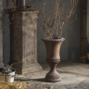 Vintage estilo europeo columna romana maceta de flores urna de jardin suelo planta dec