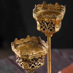 European classical vintage gold candle holder Baroque style desktop table decoration ornament