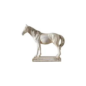 Vintage wabi-sabi resin horse figurine, antique desk and entryway tabletop decor ornament.