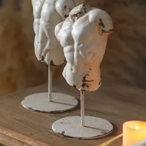European art male torso sculpture decor creative desktop resin muscle statue for home office