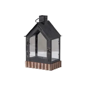 Vintage house-shaped metal and glass candle lantern decorative ornament for home decor