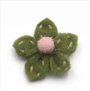 Handmade wool felt five-petal flower patch clothing bag DIY craft accessories cute floral decor.