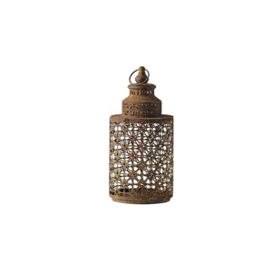 Vintage rust iron candle lantern decorative garden hanging metal candle holder for home decor
