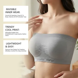 Seamless strapless tube top bra, comfortable stretch band, minimalist daily inner wear.