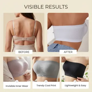 Soft comfortable strapless seamless tube top bra, breathable bandeau for daily invisible inner wear.