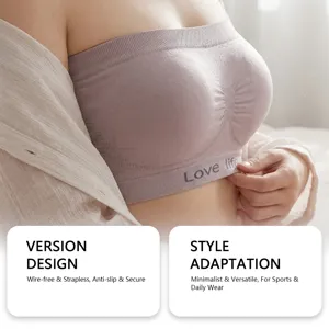 Seamless strapless sports bra for women, wire-free comfortable daily wear active top.