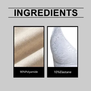Détail de matière de soutien-gorge sans couture femme 90% polyamide et 10% élasthanne.