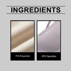 Stofdetail met 75 procent polyamide en 25 procent elastaan voor de naadloze bh optie.