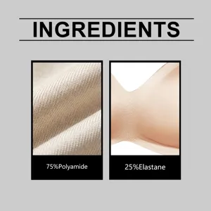 Detailed view of the comfort seamless bra fabric showing 75% polyamide and 25% elastane.